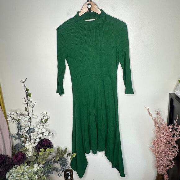 ANTHROPOLOGIE x BUILDING 18 Mockneck Open Back Dress Kelly Green Sz L {QQ23} - Picture 2 of 5